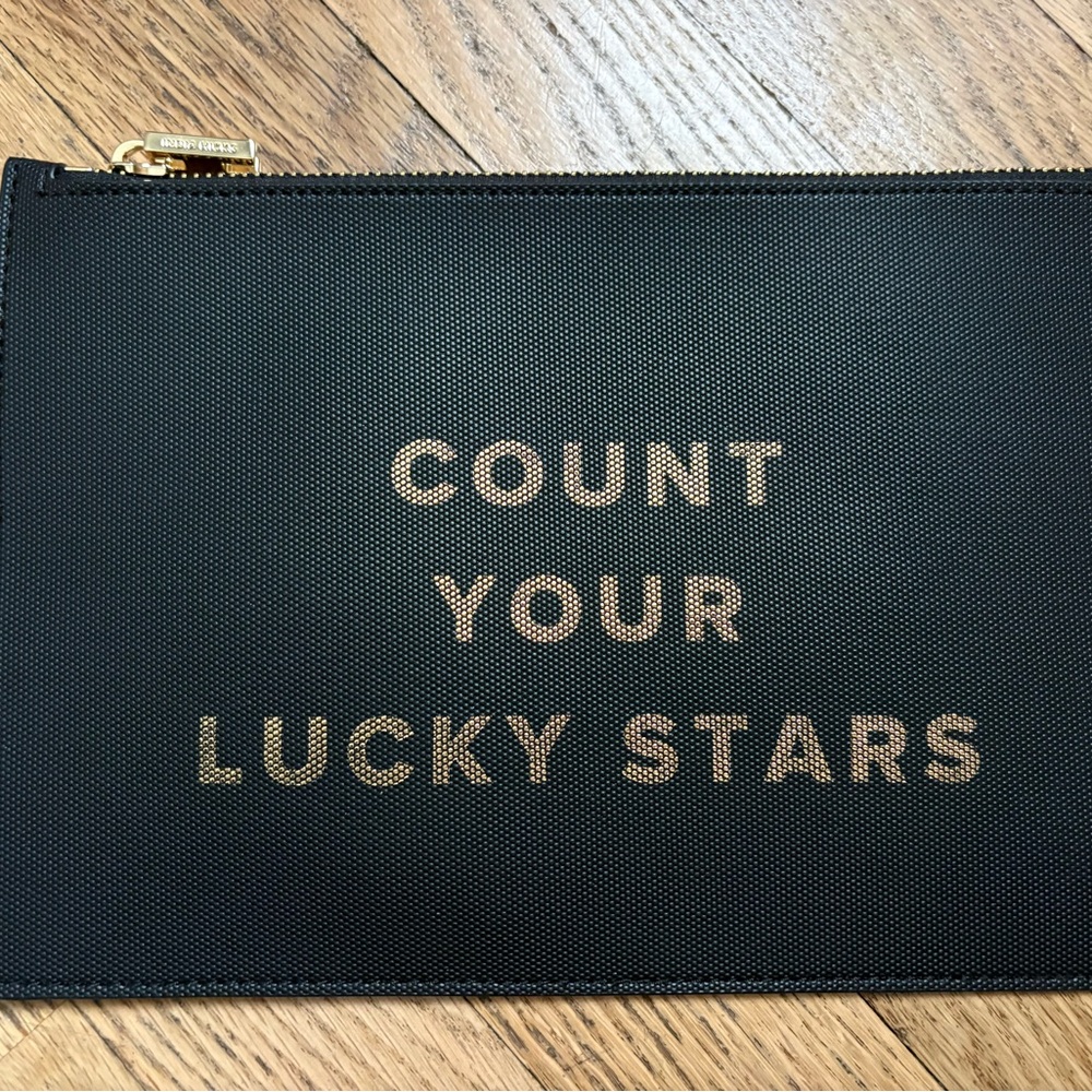 Black Pouch with Gold Text